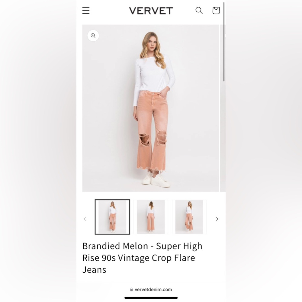 Vervet High Rise 90s Crop Distressed Jeans